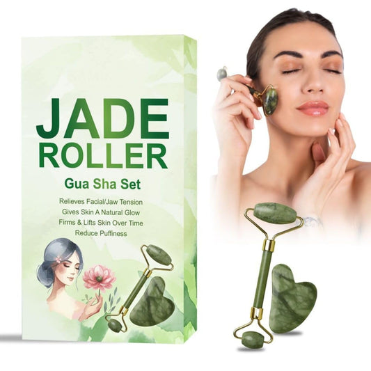Jade Roller & Gua Sha Set (Natural Green)